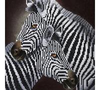 Tableau Crystal Art à diamanter - Duo de zèbres - 30 x 30 cm Blanc G