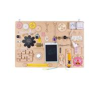 3toysm MIA Tableau d'activité sensoriel Montessori Busy Board en Bois Naturel Animaux 75 cm