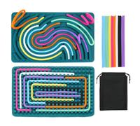 Tableau D'activité Sensorielle, Ensemble de 21 Pièces Coussinets Sensoriels Double Face en Silicone Vert, avec 20 Cordons Colorés, Jouet Anti-Stress Enfant, pour Soulager Le Stress,TDAH et Autisme
