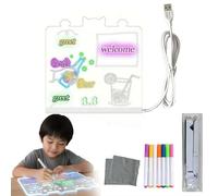 Tableau d'affichage à DEL avec couleurs, tableau à message lumineux en acrylique, dessin B pour enfants, tableaux lumineux effaçables à sec avec 7 marqueurs, adaptateur, tissu doux, cadeaux de Noël et