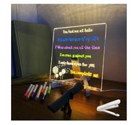 Tableau d'affichage à LED avec couleurs pour enfants avec support réglable et 7 couleurs de stylo LED en acrylique pour Noël et Nouvel An, 15 x 15 cm