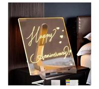 Tableau d'affichage à LED avec support réglable et 7 couleurs de stylo en acrylique - Tableau d'écriture lumineux à LED avec support pour bureau, école, maison, 15 x 15 cm