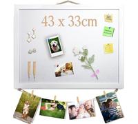Tableau d'affichage blanc en liège avec feutre, 43 x 33 cm, petit tableau d'affichage pour murs, bijoux, notes, collections, photos, bureau, cadre en bois et feutre blanc, 1 pièce. DE