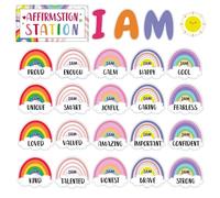 Tableau d'affichage d'été lumineux pour station d'affirmation - Affiches de motivation - Décoration de salle de classe - Miroir de croissance - Découpes positives pour la rentrée scolaire, fenêtre