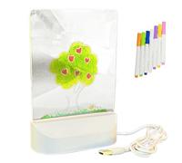 Tableau d'affichage en acrylique lumineux, tableau mémo LED coloré | Bloc-notes en acrylique lumineux de 5 x 6,7 pouces | Tableau d'affichage en acrylique brillant avec 7 stylos pour