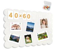 Tableau d'affichage en feutre à bord ondulé - 90 x 60 cm - Tableau d'affichage pliable en feutre - Décoration murale pour chambre d'enfant, bureau, maison, école, salon, cuisine - Marron camel clair