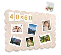 Tableau d'affichage en feutre à bord ondulé - 90 x 60 cm - Tableau d'affichage pliable en feutre - Décoration murale pour chambre d'enfant, bureau, maison, école, salon, cuisine - Marron camel foncé