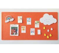 Tableau d'affichage en feutre avec épingles - 40 x 60 cm - Pliable - Alternative aux murs - Auto-adhésif - Panneau d'affichage décoratif mural (orange)