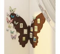 Tableau d'affichage en feutre en forme de papillon - Décoration murale créative - Autocollant et pliable - Décoration d'anniversaire - Marron - 50 x 60 cm