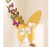 Tableau d'affichage en feutre en forme de papillon - Décoration murale créative - Autocollant et pliable - Décoration d'anniversaire - Jaune - 33 x 40 cm