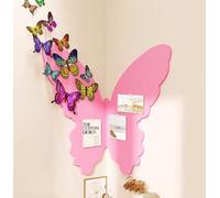Tableau d'affichage en feutre en forme de papillon - Décoration murale créative - Autocollant pliable - Décoration d'anniversaire - Rose - 50 x 60 cm
