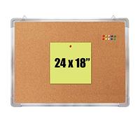 Tableau d'affichage en liège 61 x 45,7 cm + 10 épingles de couleur - Petit tableau mémo à suspendre pour la maison, le bureau, l'école - Présentation, affichage et planification (liège 61 x 45,7 cm)