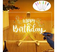 Tableau D'Affichage Led avec Couleurs,Led Note Board With Colors 30cmx20cm,Acrylique Lumineuse Message Led,Tableau Message Lumières Led avec 7 Stylos de Couleur,Led Message Board,Tableau D'écriture