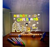 Tableau d'affichage LED avec stylo 7 couleurs, tableau d'affichage créatif en acrylique LED, tableau mémo transparent réinscriptible pour la maison, l'école (30 x 20 cm)