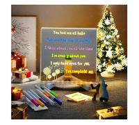 Tableau d'affichage LED avec support réglable et 7 couleurs de stylo en acrylique - Tableau de message lumineux à LED en acrylique pour Noël et Nouvel An, 15 x 15 cm
