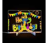 Tableau d'affichage LED en acrylique avec support réglable, effaçable à sec, pour notes colorées à la maison ou au bureau et affichages créatifs, 7 stylos multicolores (petit)