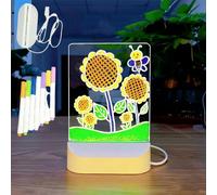 Tableau d'affichage LED en acrylique effaçable à sec avec lumière - 3 couleurs - Tableau magique lumineux pour kit artistique, cadeaux d'anniversaire et de Noël pour adolescentes, filles et garçons