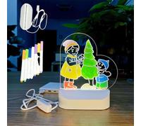 Tableau d'affichage LED en acrylique effaçable à sec avec lumière - 3 couleurs - Tableau magique lumineux pour kit artistique, cadeaux d'anniversaire et de Noël pour adolescentes, filles et garçons