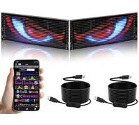 Tableau d'affichage LED flexible, 59 x 12 cm, 2 pièces, écriture RVB programmable via application intelligente Bluetooth, panneau matriciel Devil Eyes Matrix Panel, pour décoration de voiture, bar