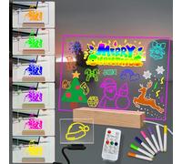 Tableau d'affichage lumineux à LED avec couleur Tableau d'écriture en acrylique à LED 12 x 8 pouces avec support en bois Tableau à lettres à avec télécommande Tableau blanc Décoration intérieure