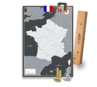 Tableau d'affichage magnétique Carte de France incl. 2 x 15 pins magnétiques I Marque tes destinations I Collectionne les photos et les aimants I Poster magnétique - XXL (119x84CM)