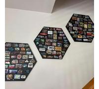 Tableau d'affichage magnétique hexagonal, art mural moderne en métal pour photos et notes, support magnétique de réfrigérateur rustique, vitrine de voyage, collection de décorations