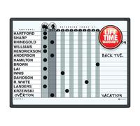 Tableau d'affichage personnel Quartet gris DuraMax en porcelaine, 15 noms, 45,7 x 61 cm, cadre en aluminium noir, 781G