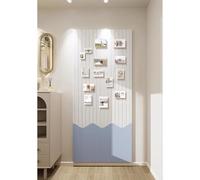 Tableau d'affichage rectangulaire en feutre à rayures verticales - 40 x 80 cm - Panneau mural autocollant en feutre pour photos et mémo - Blanc et bleu