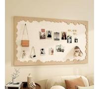 Tableau d'affichage rectangulaire en feutre, pliable, décoratif, tableau d'affichage en feutre, tableau d'affichage autocollant pour mémos, photos, messages et punaises (beige, 80 x 60 cm)
