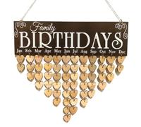 Tableau D'anniversaire Familial en Bois Cœurs, Rappel Mural