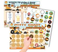 Tableau d'apprentissage de la propreté pour garçons, thème construction, 21,1 x 28,4 cm, lot de 10 tableaux avec 5 autocollants de récompense
