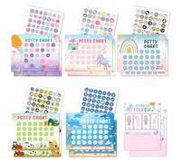 Tableau d'apprentissage de la propreté pour tout-petits - 5 styles amusants - 17 tableaux de pot pour filles avec autocollants pour enfants - Récompense d'apprentissage de la propreté