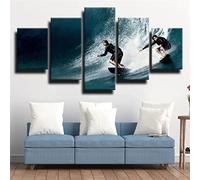 Tableau D'Art Mural 5 Pièces Canva Surf Sports Extrêmes | Avec Cadre 100 X 50 Cm | Décoration Murale Pour Salon Chambre À Coucher Bureau Peinture Murale Impression Sur Toile Murale Poste-315731246854