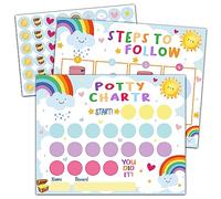 Tableau d'autocollants d'apprentissage de la propreté arc-en-ciel Sunshine pour tout-petits, garçons et filles, 10 tableaux d'apprentissage de la propreté avec 216 autocollants et 1 carte de routine - A10