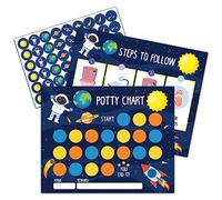 Tableau d'autocollants d'apprentissage de la propreté des astronautes de l'espace extra-atmosphérique, 20 tableaux de pot avec 432 autocollants ronds et 1 feuille d'instructions (français non