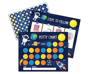 Tableau d'autocollants d'apprentissage de la propreté des astronautes de l'espace extra-atmosphérique, 20 tableaux de pot avec 432 autocollants ronds et 1 feuille d'instructions (français non