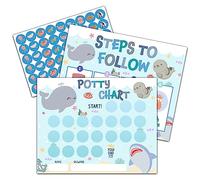 Tableau d'autocollants d'apprentissage de la propreté sous les animaux de la mer, 10 tableaux de pot avec 216 autocollants ronds et 1 feuille d'instructions (français non garanti), tableau