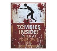 Tableau d'avertissement d'halloween - Panneau « Soyez Prudent » à accrocher à Une Porte, décoration de Style Vintage | Accueillez Les avec Une Chasse aux Bonbons avec Une Touche Amusante