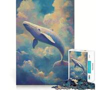 Tableau de Baleine dans Le Ciel Puzzle de 1000 pièces pour Adolescents Jeu de mémoire Amusant Emboîtement précis sans espaces Activité Amusante en Famille Soirée Jeux (38x52cm)