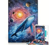 Tableau de Baleine dans l'espace Puzzle de 1000 pièces Jeu de réflexion Découpe de Haute précision Défi Amusant pour Passer Le Temps (50x75cm)
