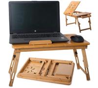 Tableau de bambou universel pliant pour ordinateur portable + tiroir