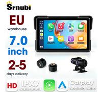 Tableau de bord numérique portable pour moto Srnubi 7 pouces, Carplay et Android Auto sans fil, enregistreur vidéo Moto DVR, BT, navigation GPS, surveillance de la pression des pneus TPMS intégrée, No