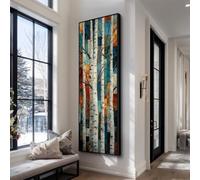 Tableau de bouleaux, impression d'arbres hauts et étroits, œuvre d'art verticale sur toile naturelle, tableau mural sur toile fine et haute pour la décoration intérieure (35 x 105 cm/sans cadre)