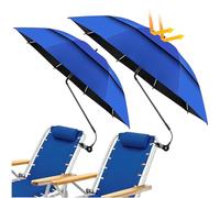 Tableau de Chaise 2pcs avec Pince 180 ° réglable, UPF100 + Parapluie de Chaise Plage à Double canopée à l'épreuve du Vent pour Patio, Camping, Fauteuil Roulant, Chariots Golf, Bleu foncé