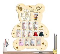 Tableau de collage de mémoire pour tout-petits - Présentoir de photos Milestone, support de photos de progrès de l'enfance | Style de cadre en bois adorable, présentation d' sur douze mois,