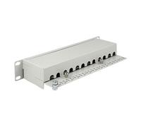 - Tableau de connexions - CAT 6a - RJ-45 X 12 - gris clair, RAL 7035 - 1U - 10"