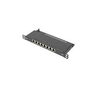 - Tableau de connexions - Cat 6a, shielded - montable sur mur, montable sur rack - CAT 6a - RJ-45 X 8 - noir, RAL 9005 - 0.5U - 10"