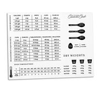 Tableau de Conversion magnétique de Cuisine pour liquides, Poids et mesures - Recettes de Cuisine et de pâtisserie