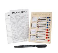 Tableau de corvée de bureau pour enfants en bois avec 3 cartes réutilisables et 1 marqueur à double extrémité, organiseurs de routine scolaire