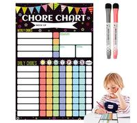 Tableau De Corvées - Planning Magnétique Récompenses | Organiseur Hebdomadaire Réfrigérateur | Tableau Effaçable Pour Tâches, Bonnes Habitudes, Autonomie, Semaine, École, Maison, 2 Marqueurs